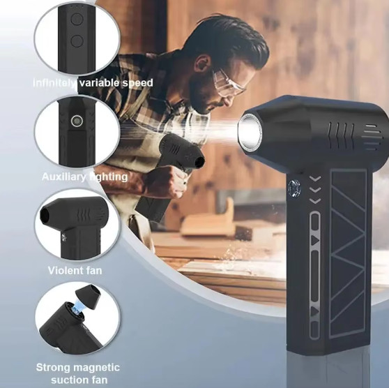 Compressed Air Duster Mini Blower with LED Light, 130,000 RPM, 3 Speed new