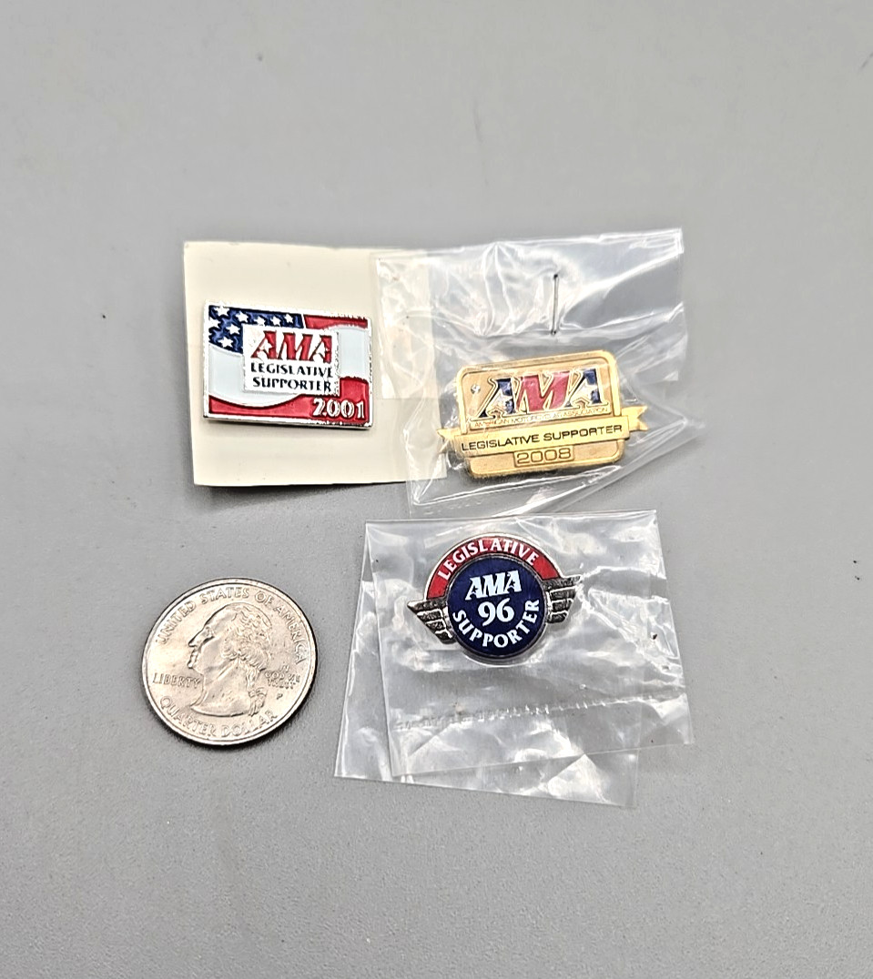Collection of 17 AMA American Motorcycle Association Membership Pins. New
