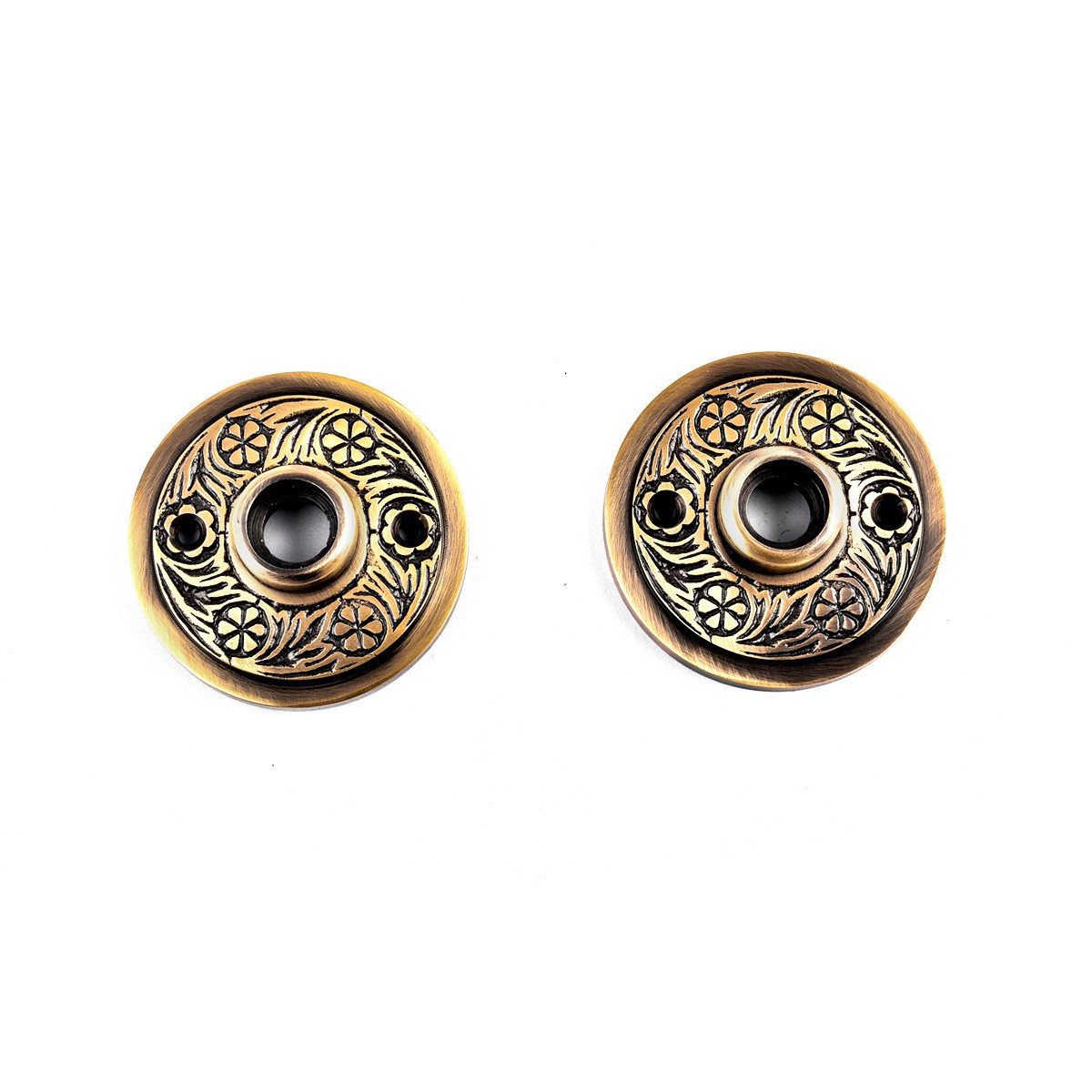 Pair of Victorian Rosette Cast Antique Brass Door Hardware Renovators Supply