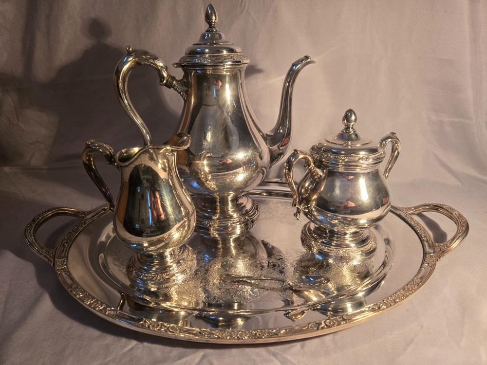 Authentic 1847 Rogers Bros “Remembrance” Silverplate Tea Set – 4 Pieces