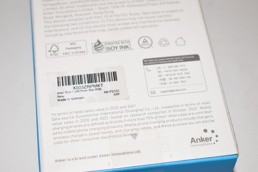 Anker A91F2121 6-Outlet Surge Protector, White