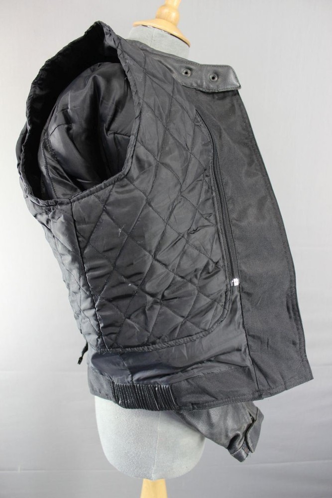 BLACK LEATHER DYNAMIC BIKER JACKET WITH BACK PROTECTOR & SECOND LINING SIZE 12