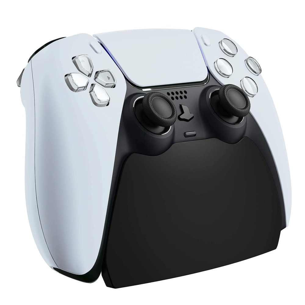 PlayVital Solid Black Controller Display Stand for ps5 Desk Holder w/Rubber Pads