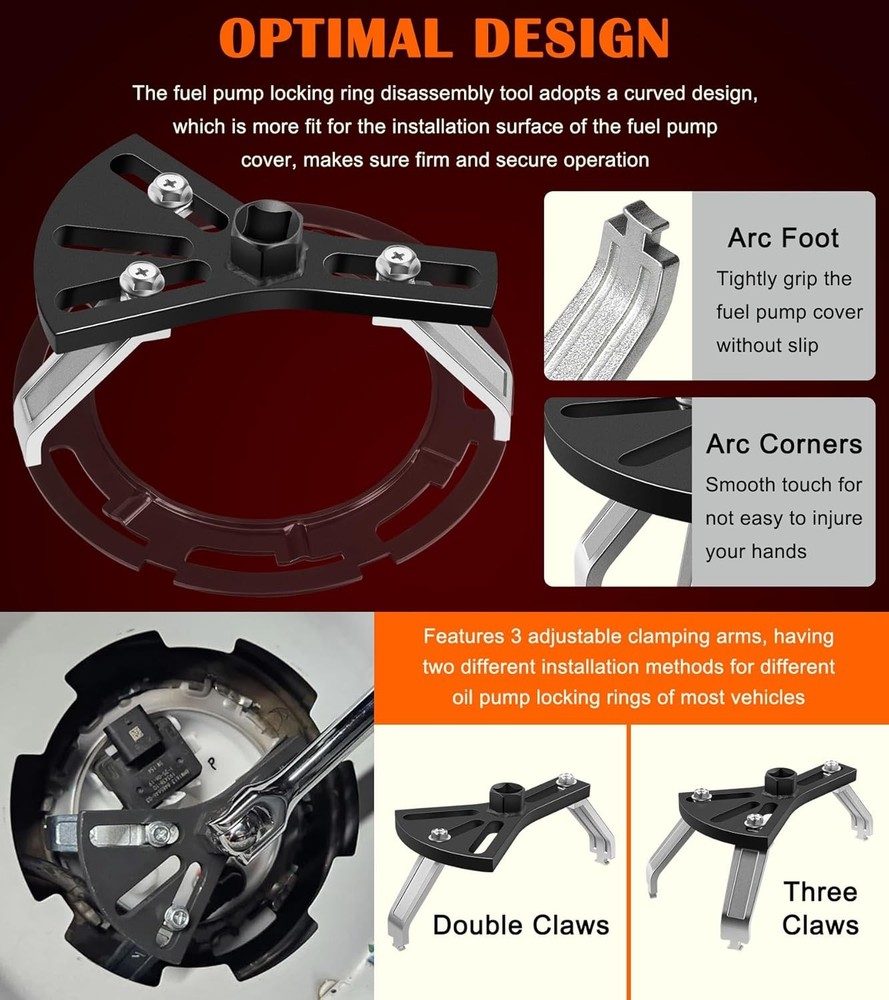 Adjustable Fuel Tank Lock Ring Tool Kit Universal Fuel Pump Ring Removal Tool