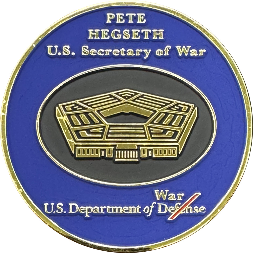BL10-6 Secretary of War Pete Hegseth Challenge Coin honoring Midnight Hammer Dep