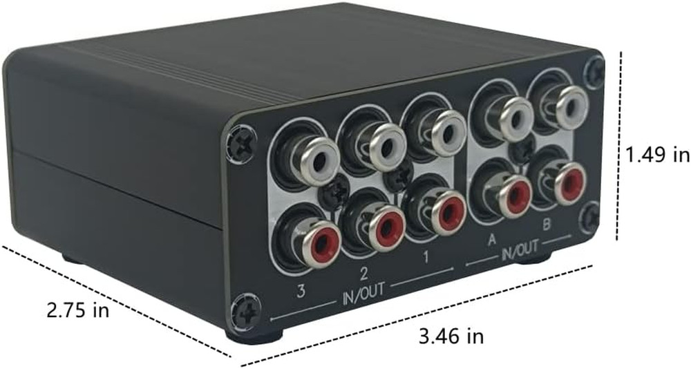 3 in 2 Out RCA Stereo Audio Switch Input Signal Source Switcher Selector Splitte