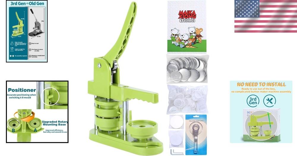 58mm Button Maker Kit with Circle Cutter & Magic Book for Creative Projects