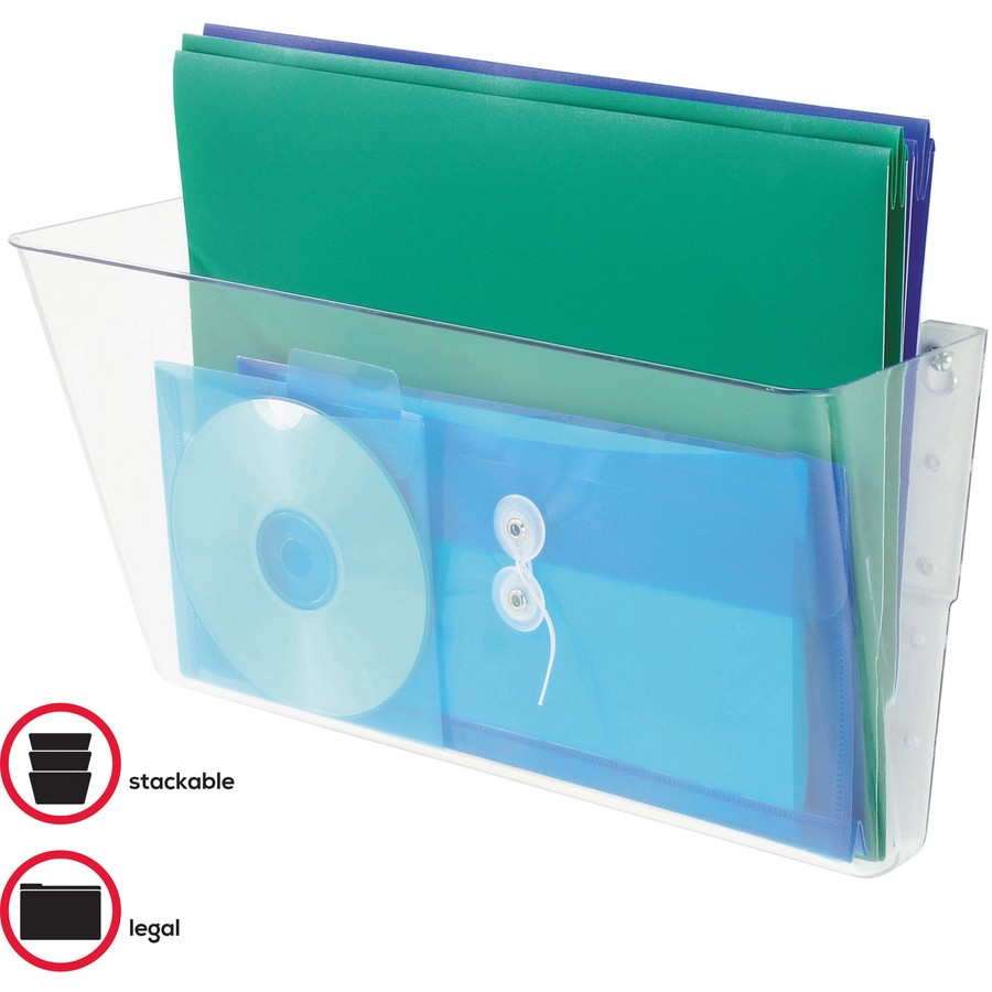 Deflecto DEF74301 Stackable Wall Pocket Clear 7x16.3x4 in