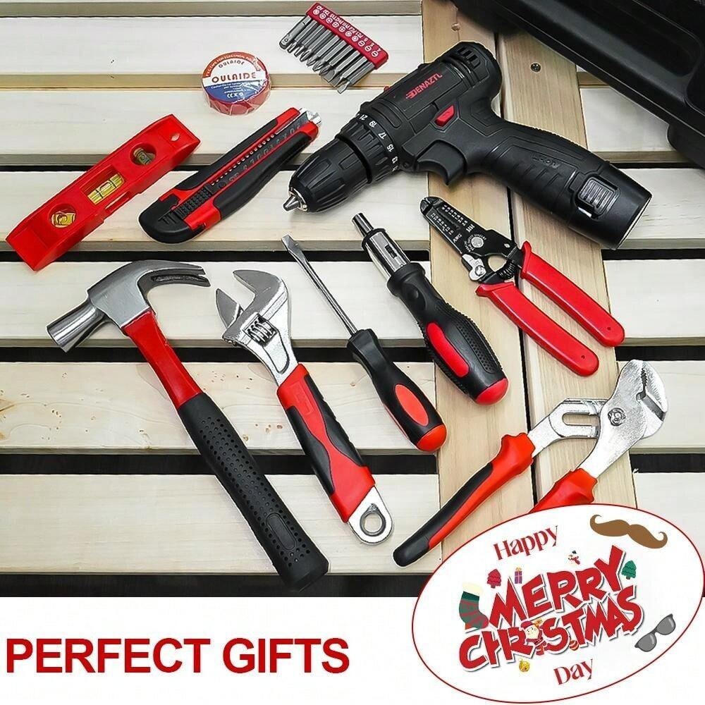 Cordless Drill Set Combo Kit 98 Pcs Hand & Power Tools Set With 12V Power Drill