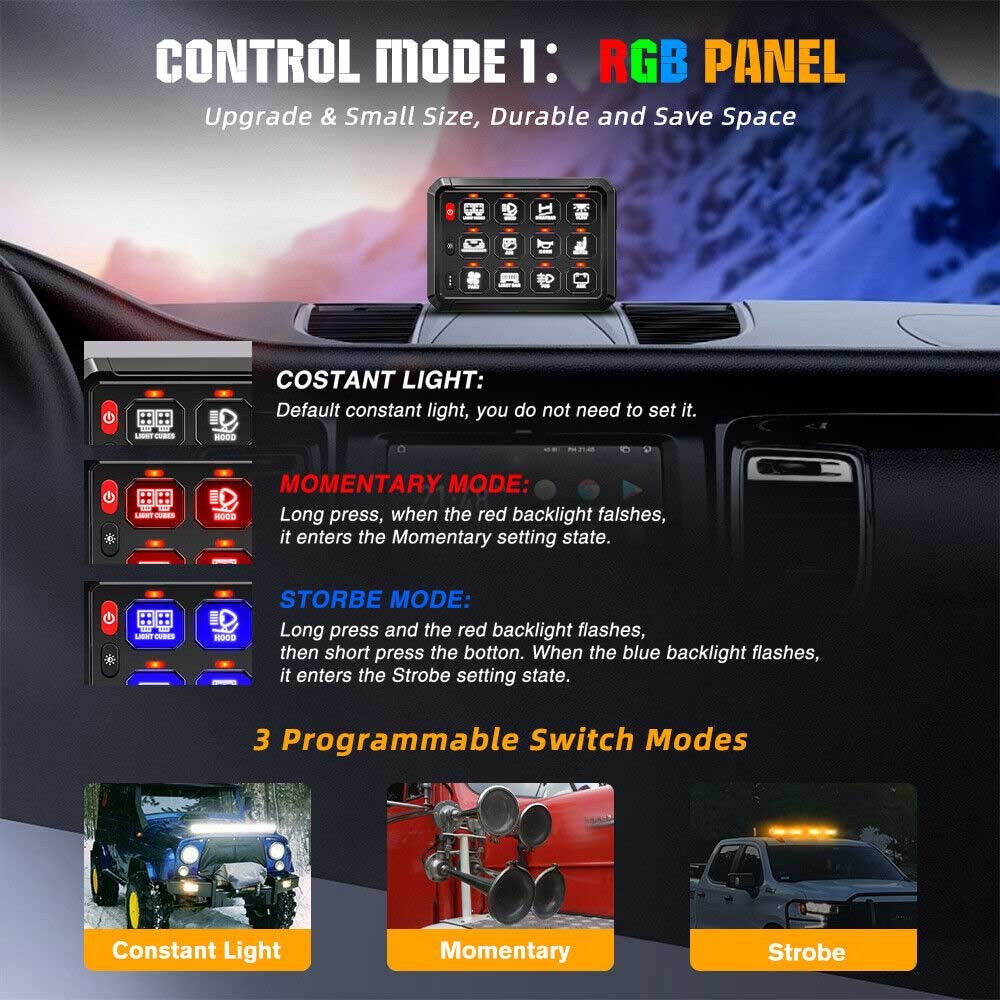 12 Gang RGB Switch Panel bluetooth App Remote Controller Multifunction 12V 24V