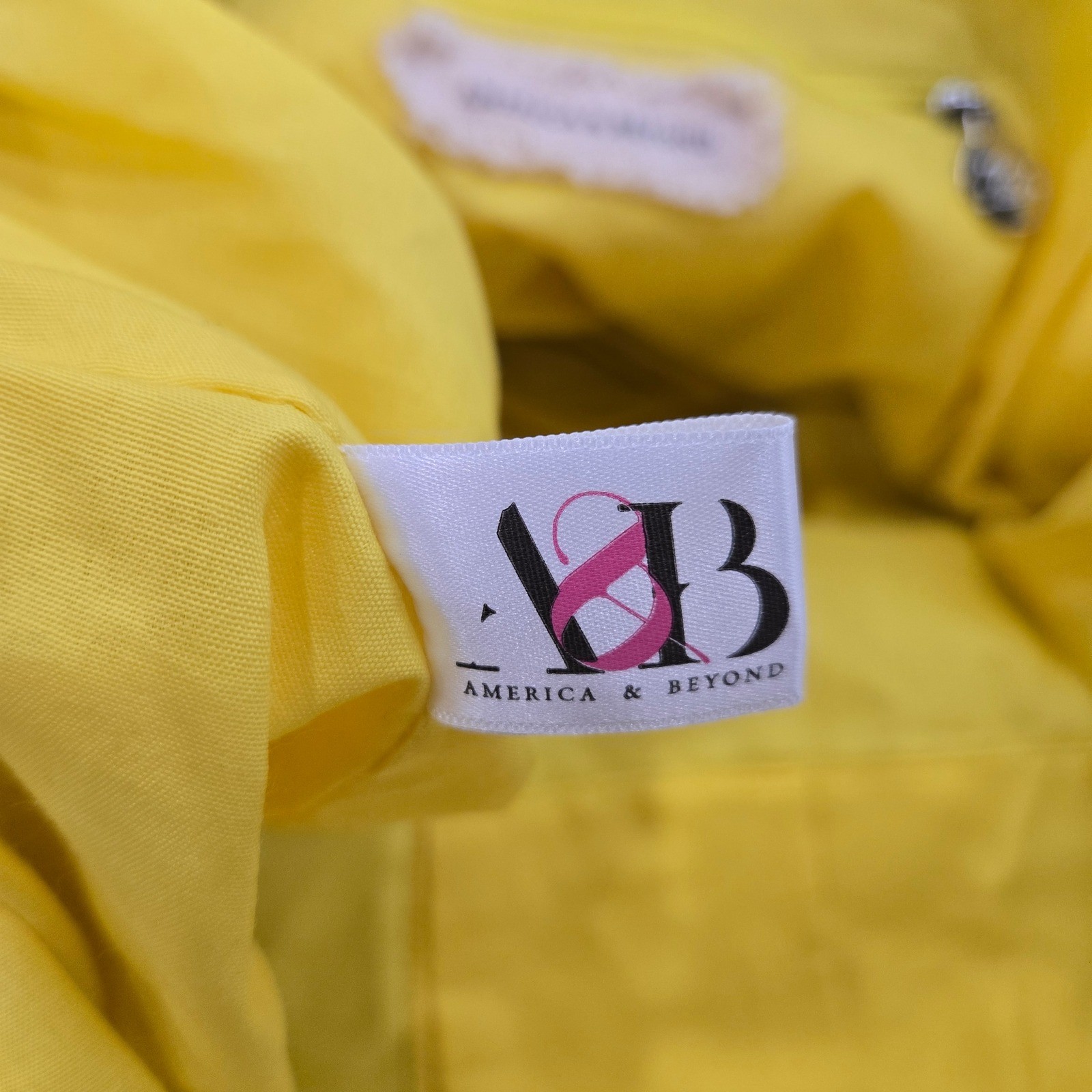 America & Beyond Beaded Lemon Tote Bag Silver Lurex Pom Pom Trim Yellow Lining