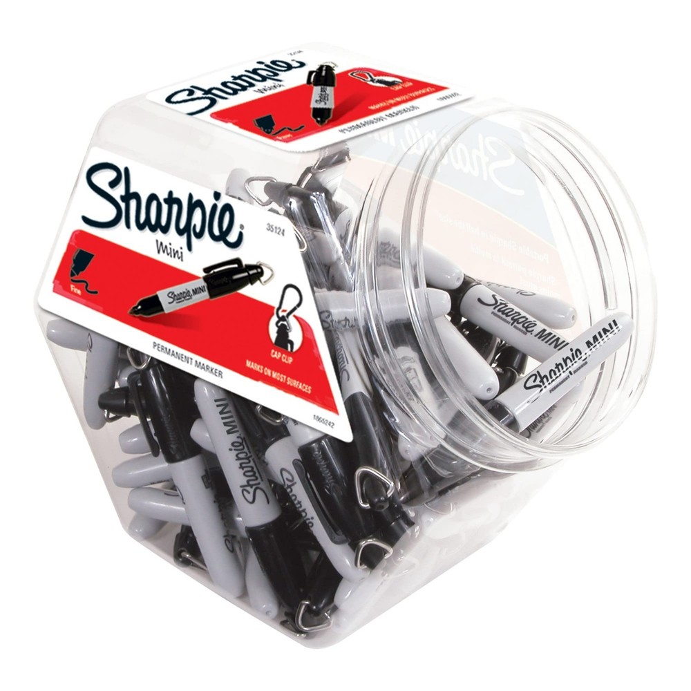 Mini Permanent Markers Fine Point Black 72 Count - Pocket Size with Keychain Cli