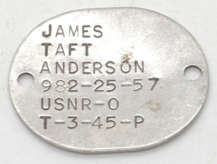 WWII 1945 Navy Naval Dog Tag T-3-45