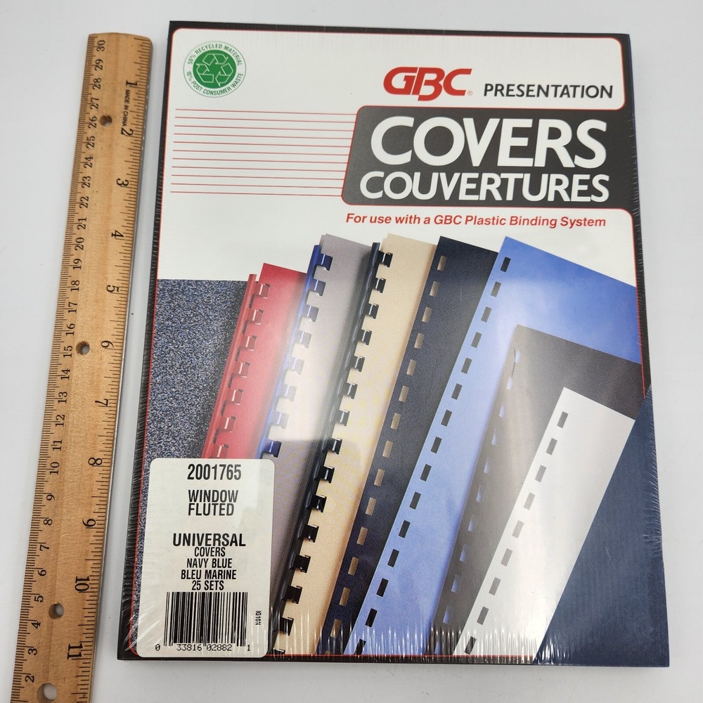 GBC Presentation Covers Universal 2001765 Window Fluted 25 Sets Navy Blue