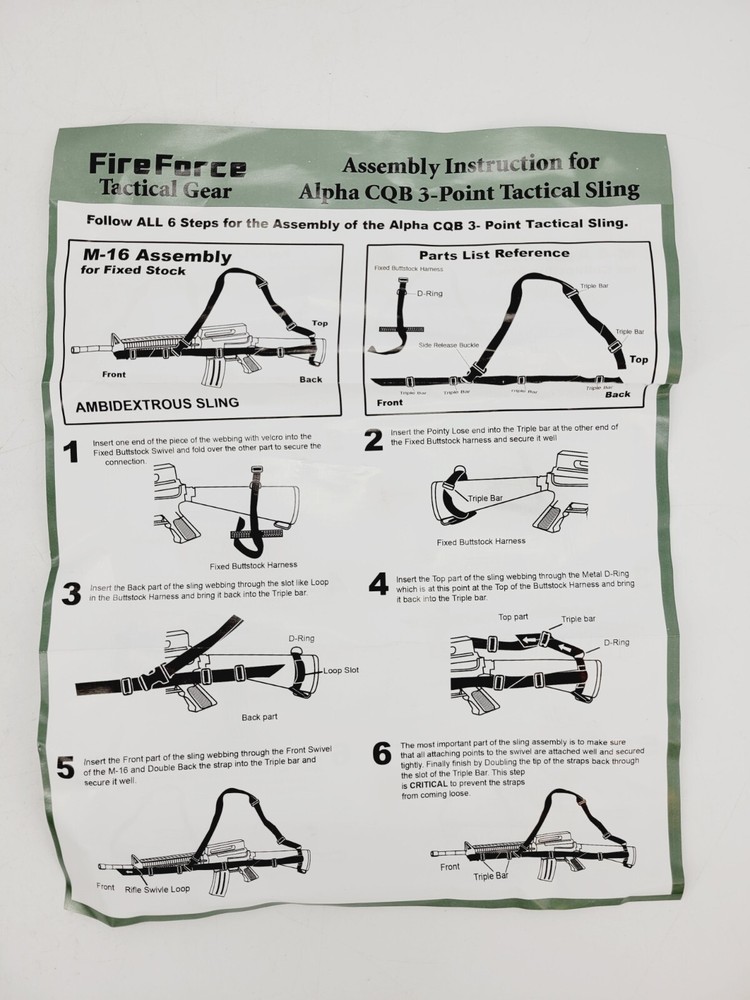 Fire Force Alpha CQB 3-Point Tactical Sling Ambidextrous Black