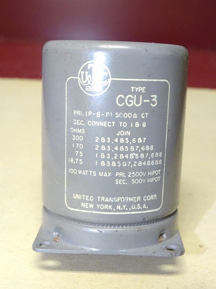 UTC Type CGU-13 Audio Output Transformer, 100 Watts, for Push/Pull 6550 Tubes
