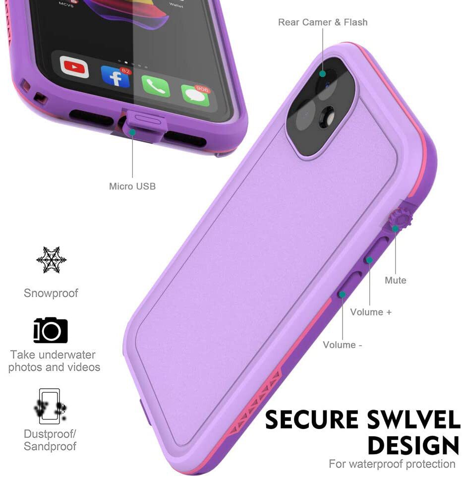 For iPhone 11 Waterproof Case 6.1 Screen Protector Underwater Shockproof Cover