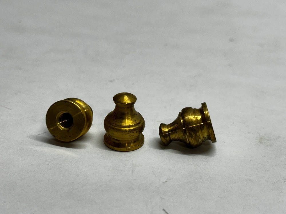 100pc BULK 11/16" Height 1/4-27F Thread Solid Brass Pyramid Lamp Finial Cap Nut