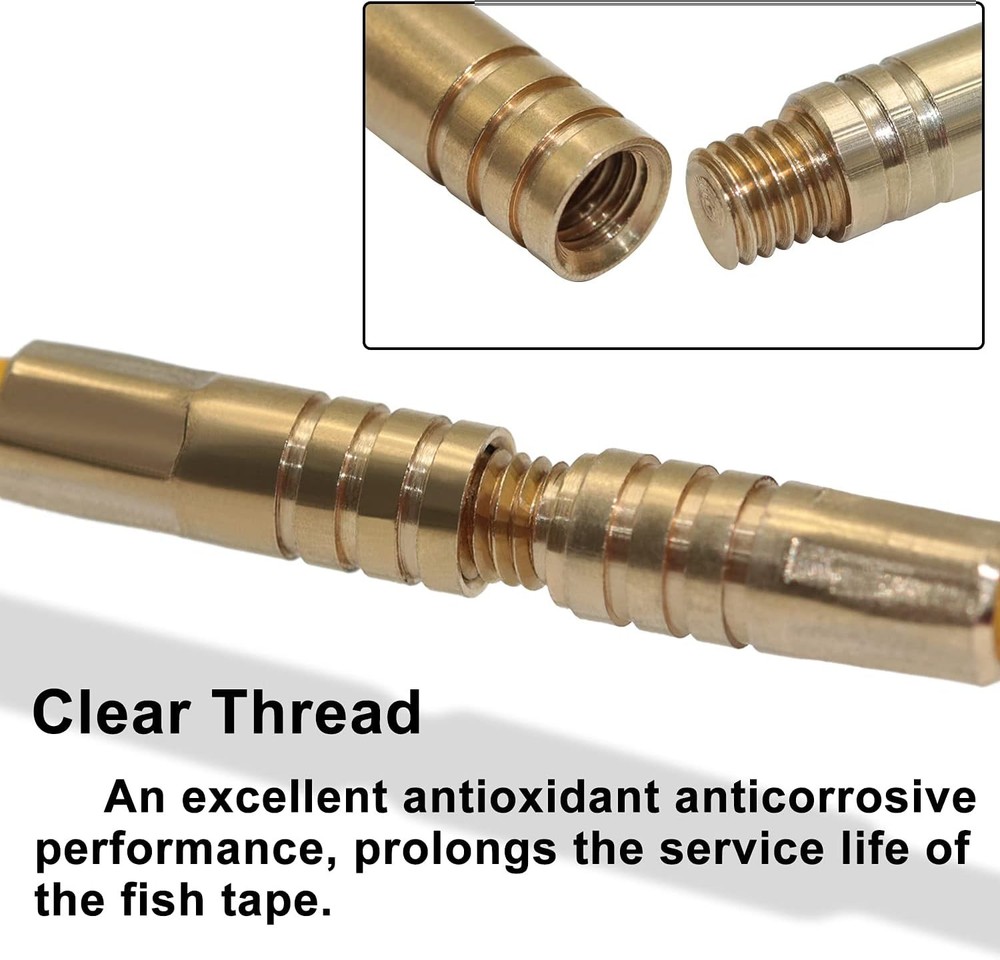 11' Fiberglass Running Electrical Wire Cable Pulling Fish Tape Kit with 5 Differ