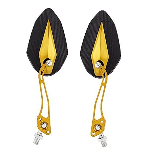 Universal Motorcycle Mirrors, Adjustable Side Mirrors, Rustproof Yellow
