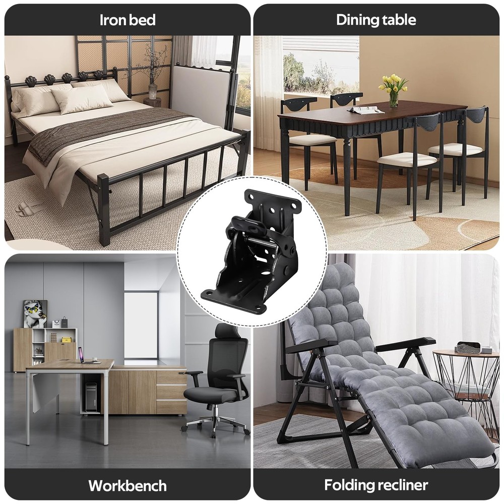 4 Pack Folding Table Leg Brackets with -Locking Hinges 0-90°, Folding Shelf B...