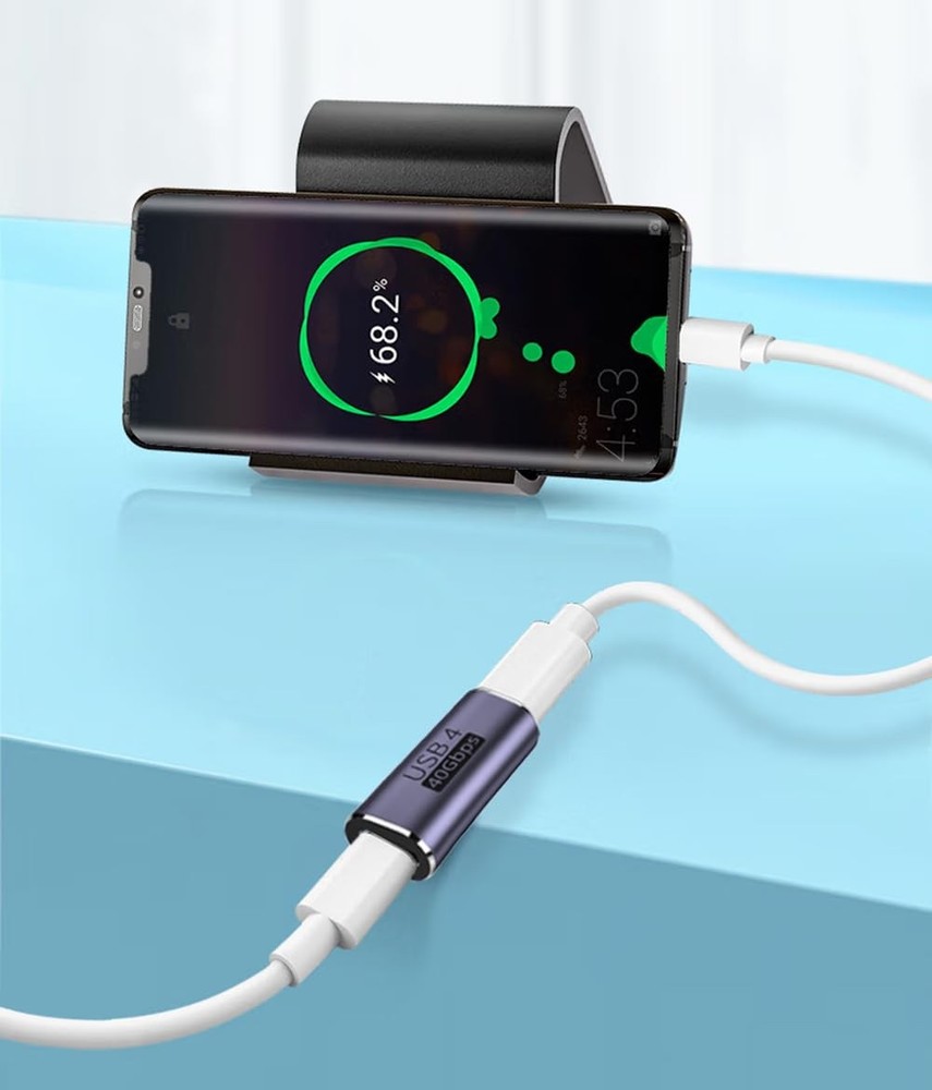 USB C Female to Adapter, C Coupler, Type C Cable Extender Gray