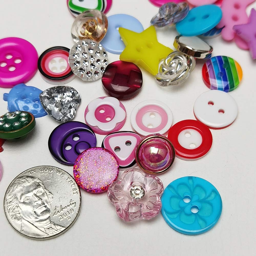 Chenkou Craft Random 100pcs Small Plastic Buttons DIY Sewing Craft Accessory ...