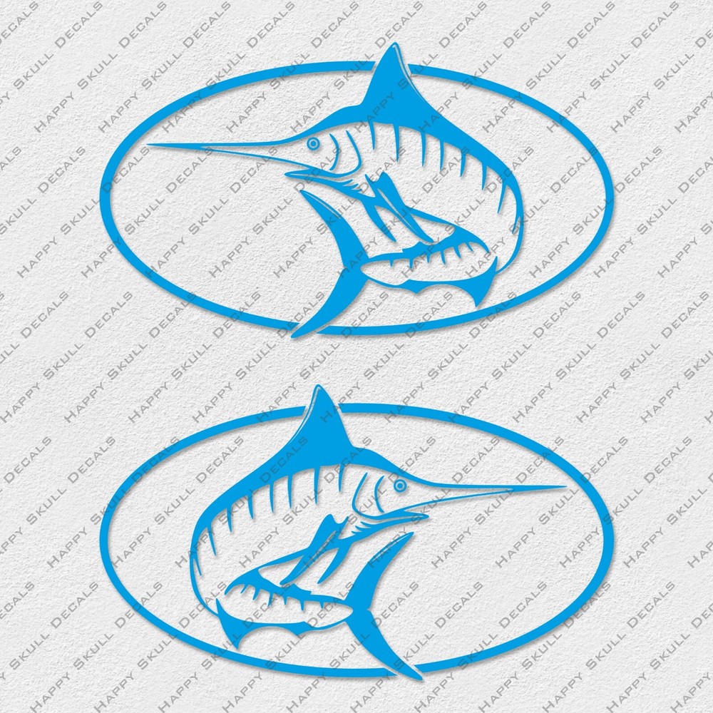 TROPHY BOAT MARLIN LOGO DECALS 2 22.25" LONG
