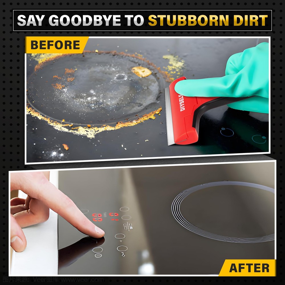 DIYSELF Razor Blade Scraper, 1 Pack Scraper Tool with 10PCS Metal Blades, Red