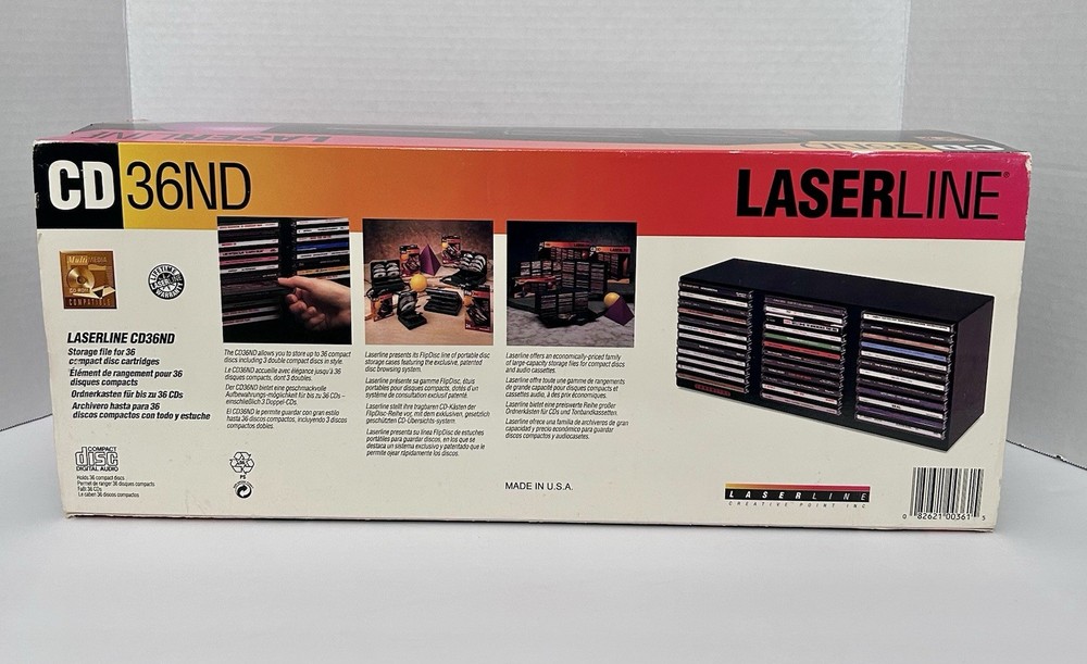 Vtg Laserline CD 36ND Wall Mountable Compact Disc Storage Rack, Stores 36 CDs
