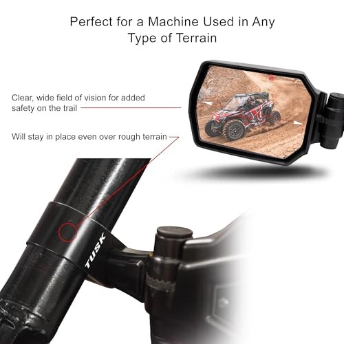 Pivot Folding UTV Mirror Kit w/A-pillar Mounts Compatible with Textron