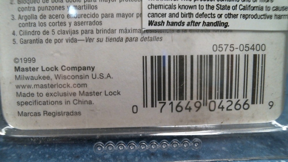 Master Lock Solid Brass Keyed Padlock (575DPF) FS