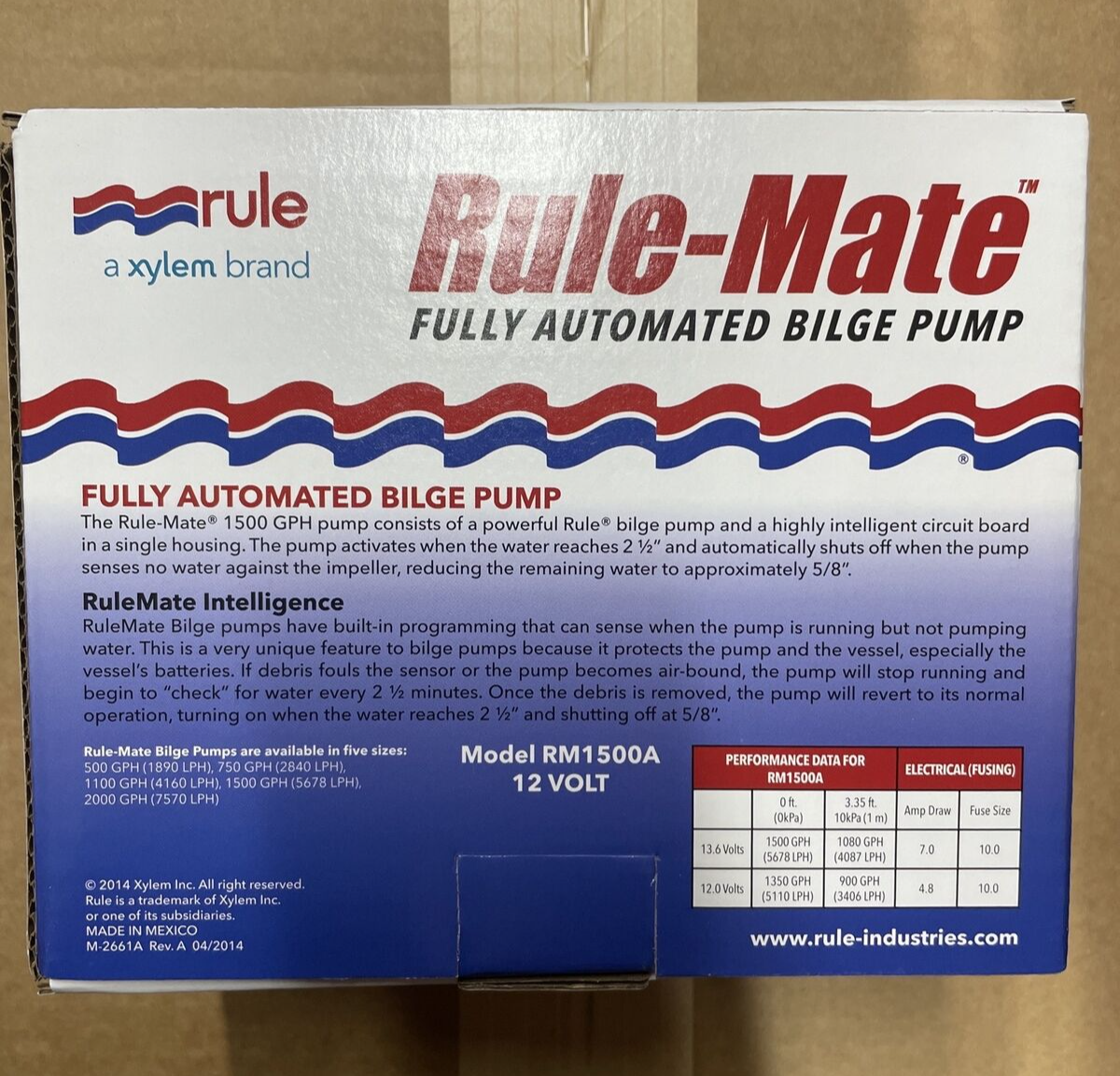 Rule RM1500 Rule-Mate 1500 GPH Fully Automated Bilge Pump 12V