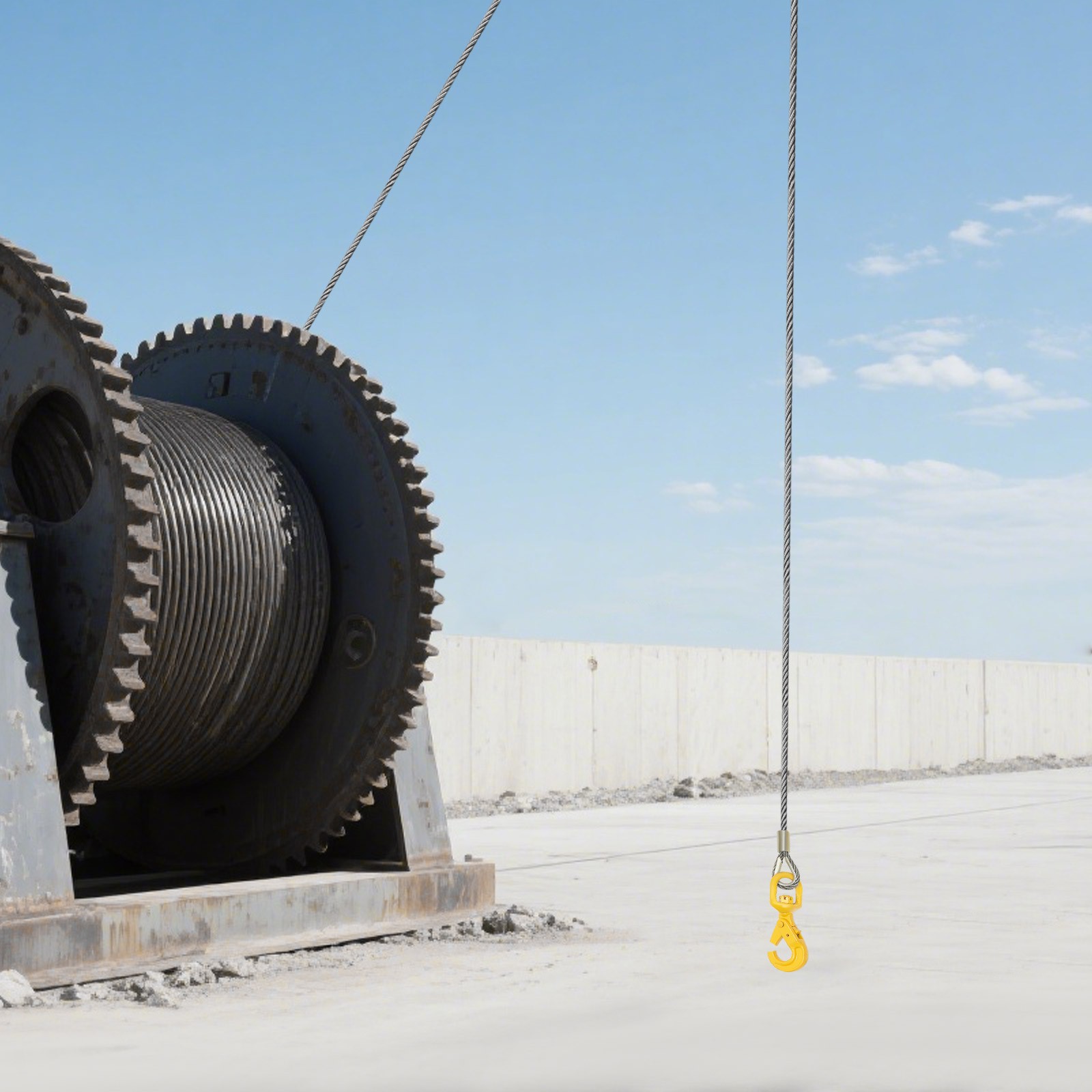 Winch Cable Carbon Steel Core Wire Rope 3/8"x150' 12566lb Self Lock Swivel Hook