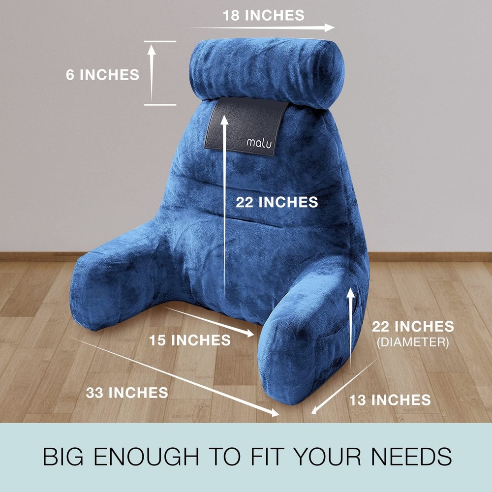 Extra Large Reading Pillow- Ergonomic Pillow- Back Pillow for Bed+ Rolling Ma...