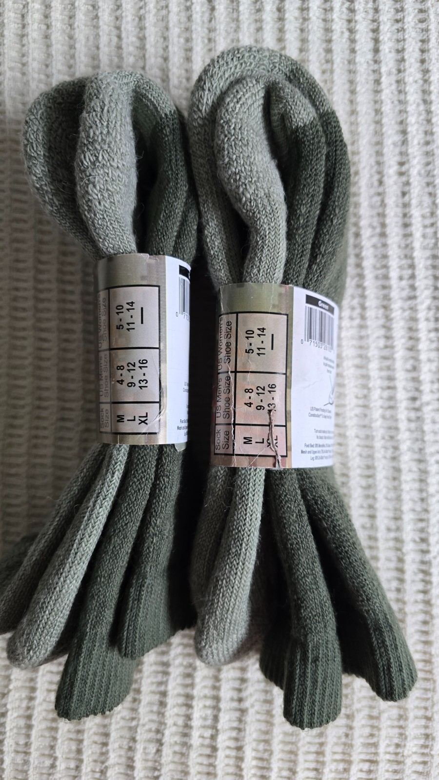 2 Pair USA STRIKE FORCE ICEMAN Men Large 9-12 Military Boot Socks Merino Alpaca