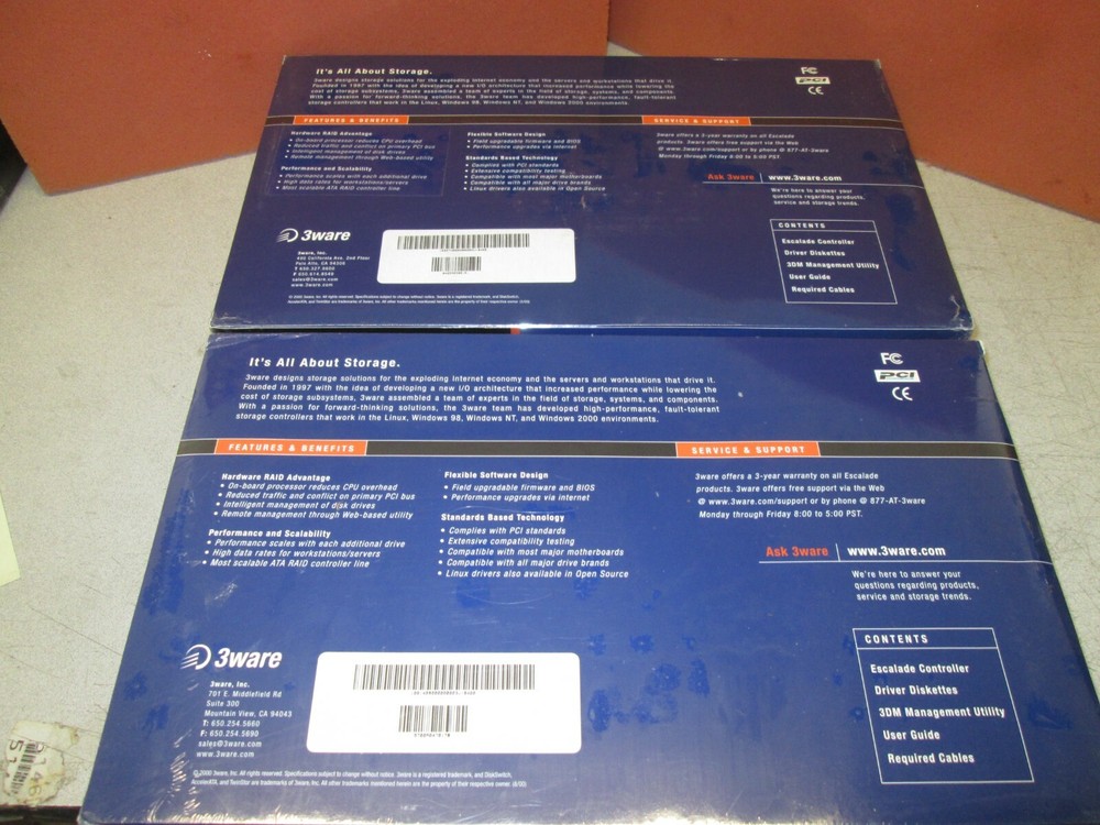 2 New Escalade 3Ware PCI IDE Four Channel Raid Controller Card 3W-6400