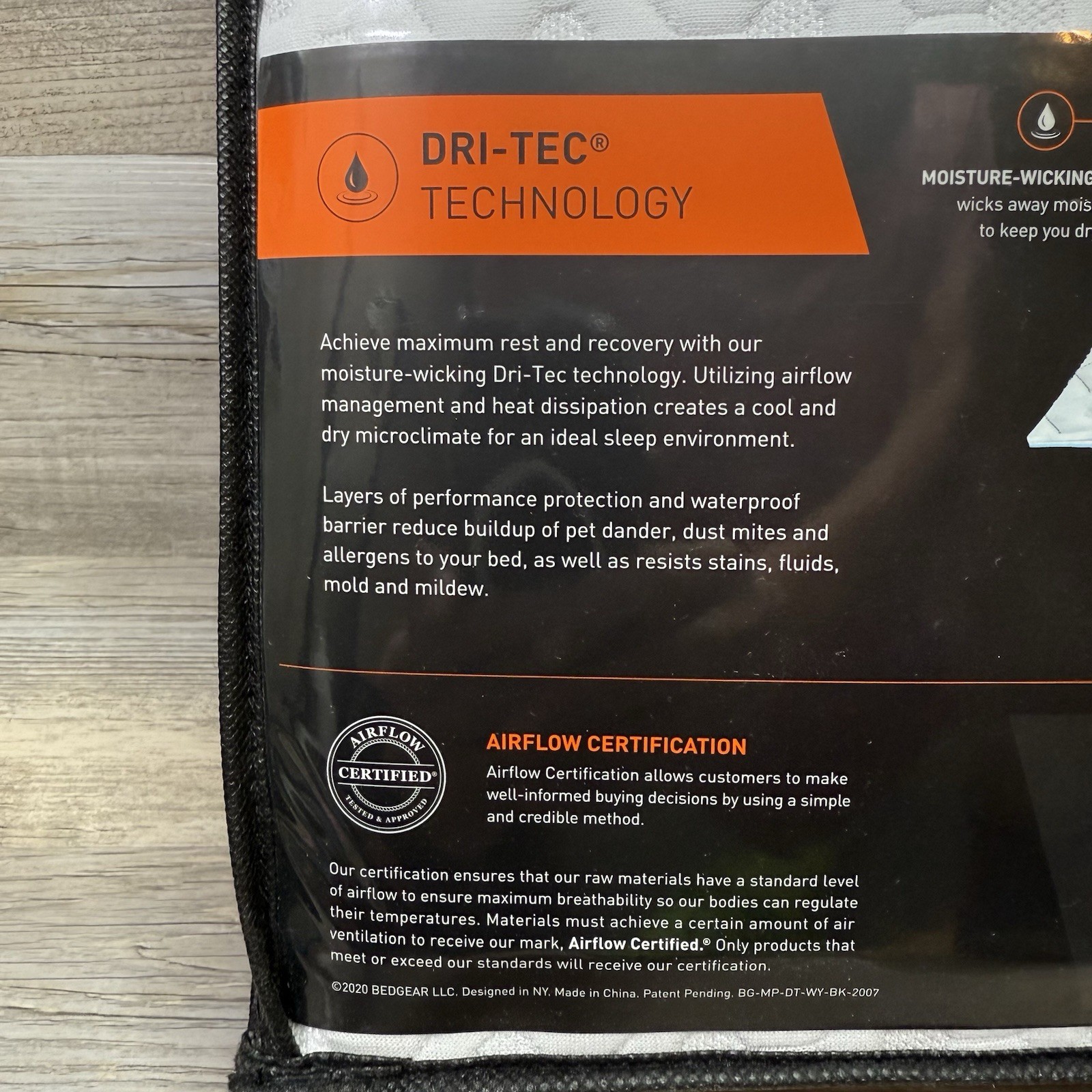 Bedgear Split Cal King Mattress Protector Dri-Tec Airflow Performance 36x84 in.