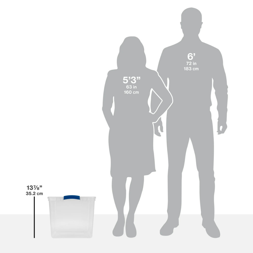 (4 pack) Sterilite Large Storage Bin, 66 Quart Clear Plastic Storage Container