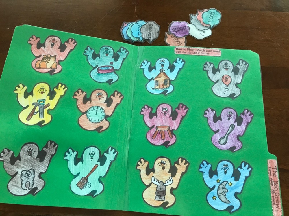 The Boo Crew! Vowel digraphs “oo” 2nd grade language arts file folder game