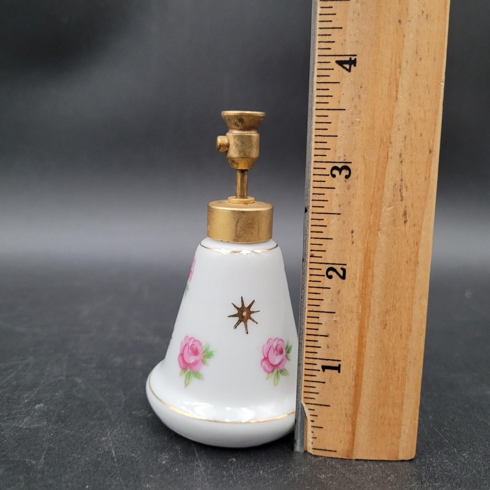 Vintage DeVilbiss Floral Porcelain Transferware Spray Perfume Bottle Atomizer