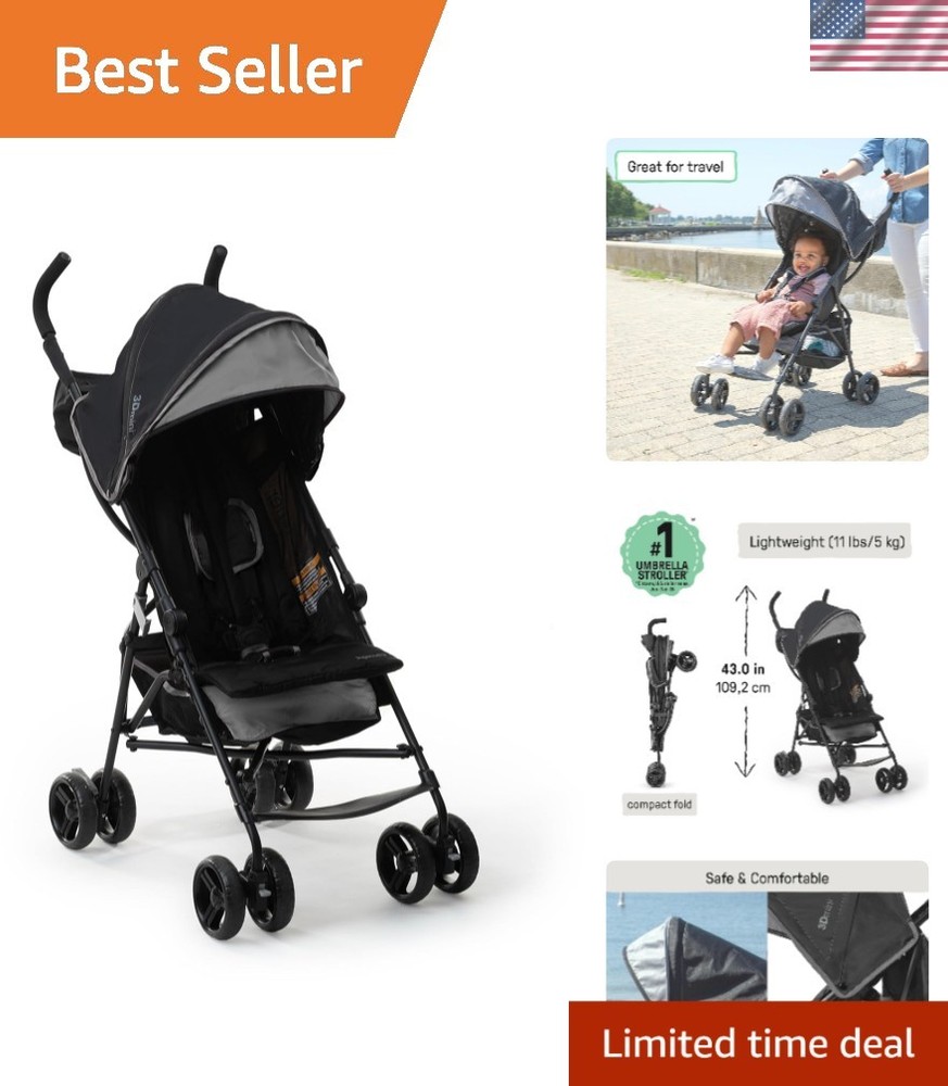 Smart and Stylish 3D Mini Stroller - Lightweight, Compact with 5-Point Harness