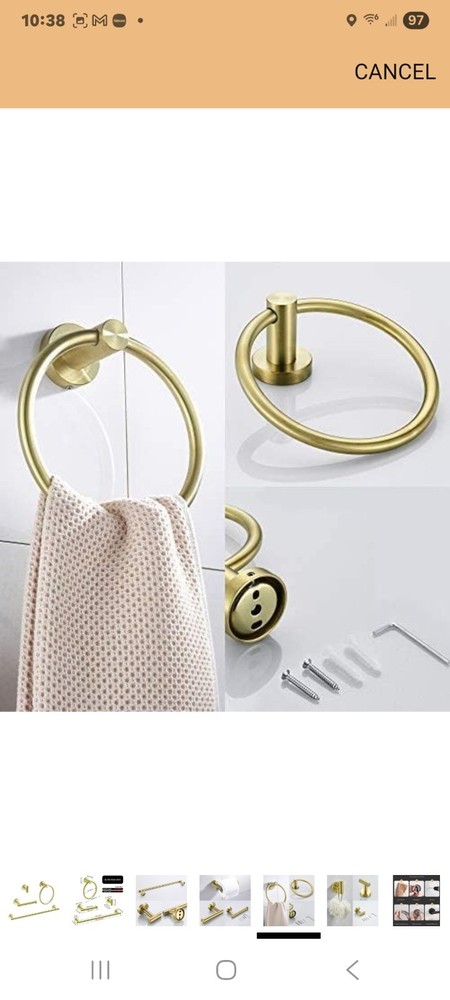 Gold bathroom accessories set