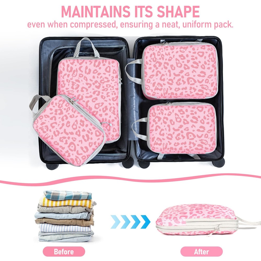 6 Set Compression Packing Cubes, Suitcase Organizer, Lightweight Travel Essen...