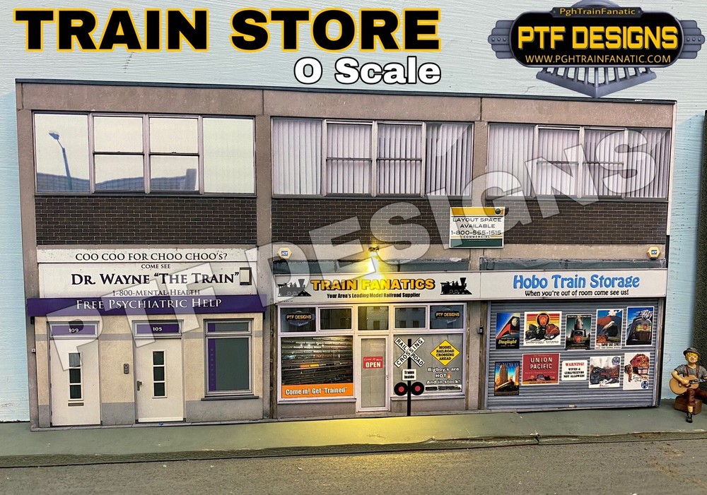 O Scale Scratch Built "TRAIN STORE” Building Flat w/LED 🚂 MTH Lionel
