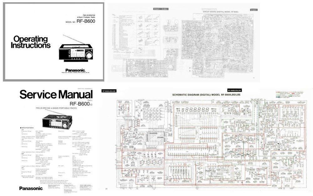 PANASONIC RF-B600 OPERATING MANUAL + SERVICE MANUAL + 11x17 SCHEMATIC