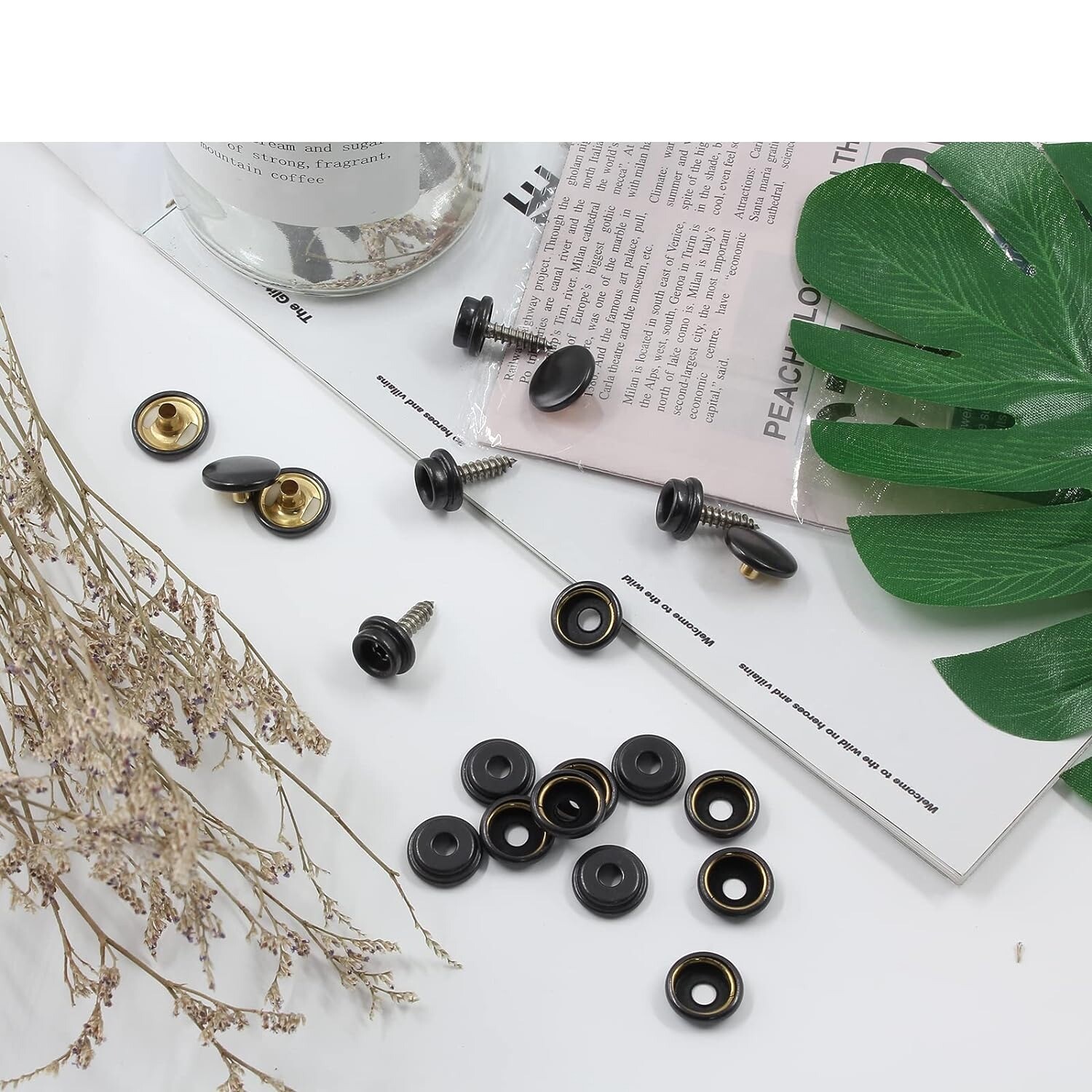 50 sets Fastener Snap Press Stud Cap Buttons With 2 Tools for Marine Boat Canvas