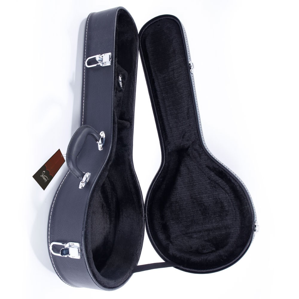 Hardshell A-Style Mandolin Case Black Microgroove Leather Plush Lined