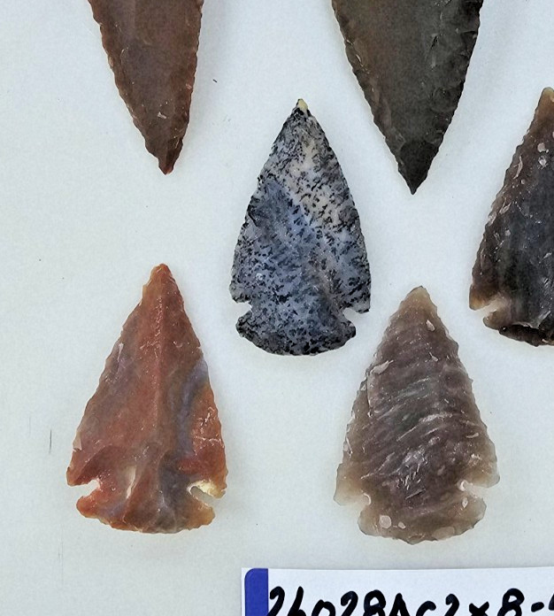 8 Piece Collection 2" Spearheads - Arrowheads - Hand Knapped Agate/Jasper