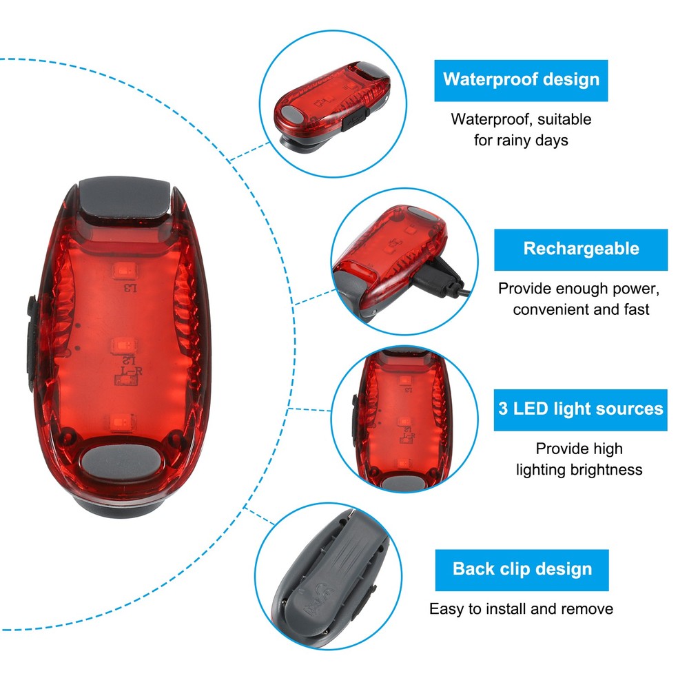 1 Pcs LED Strobe Light for Running with USB Cable, Red